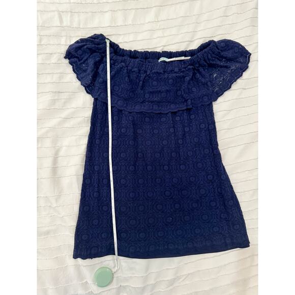 Kimchi Blue by Urban Outfitters Off Shoulder Navy Blue Blouse Women's Small Twee - Picture 5 of 11